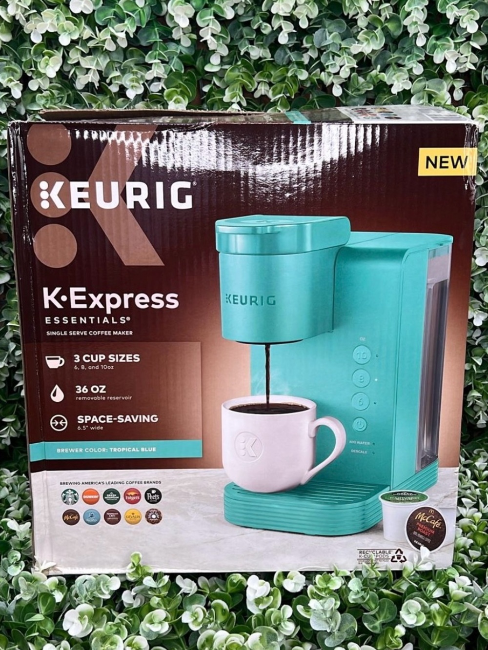 Keurig K-Express Essentials K-Cup Pod Coffee Maker, Tropical Blue New In Box